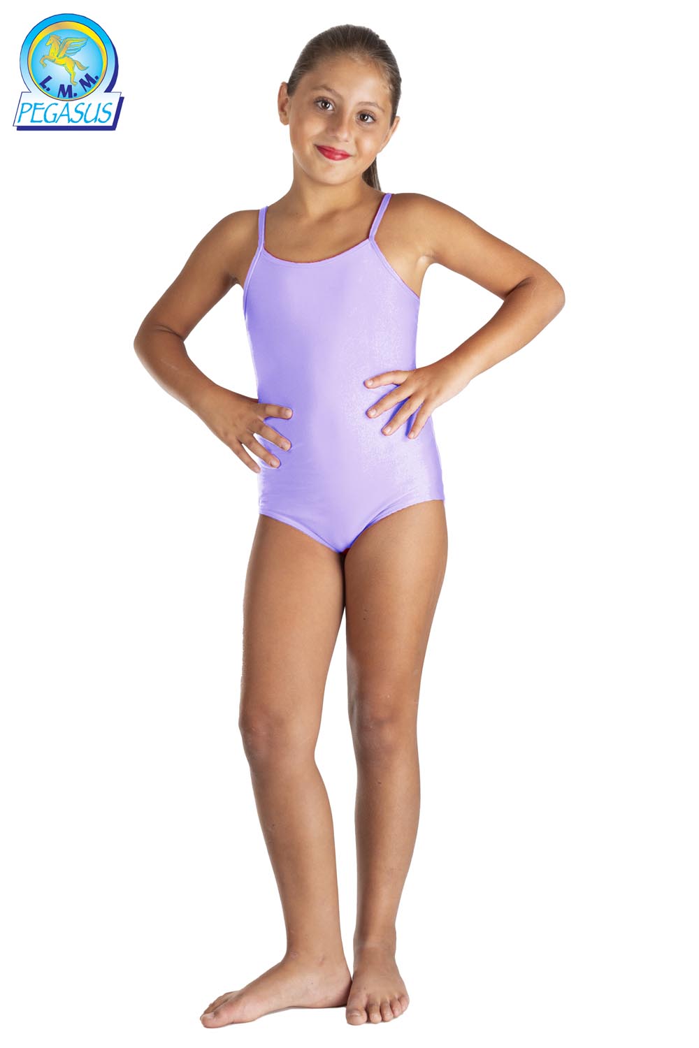 BODY LYCRA SPALLINE TINTA UNITA LILLA BAMBINA